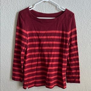 LOFT Red Orange Fitted 3/4 Sleeve Tee